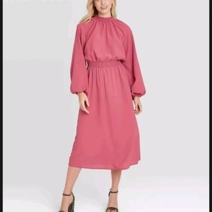 Women's Long Sleeve Lightweight Dress - A New Day Rose Essence Medium